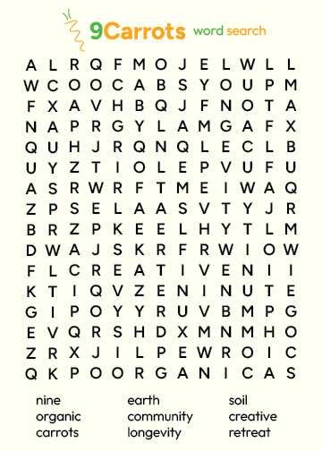 9Carrots wordsearch puzzle